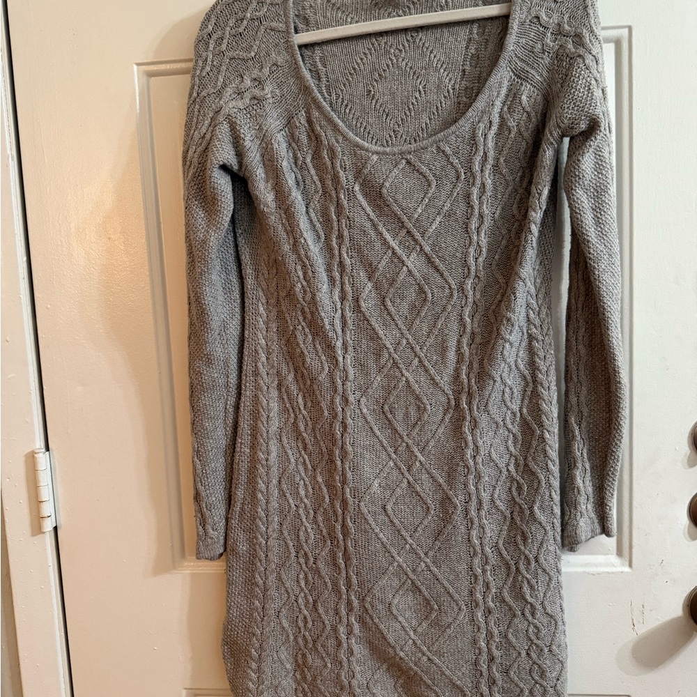 Gray Cable Knit Sweater Dress. Perfect for Sweater Weather
